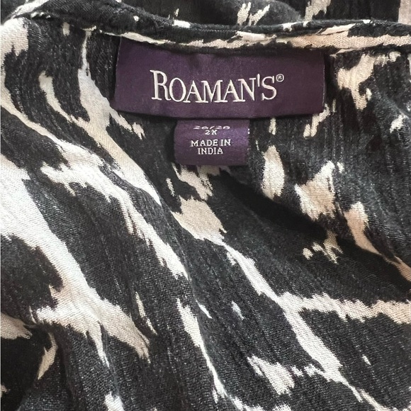 Roaman's Black and White Animal Print Dress - Picture 5 of 6